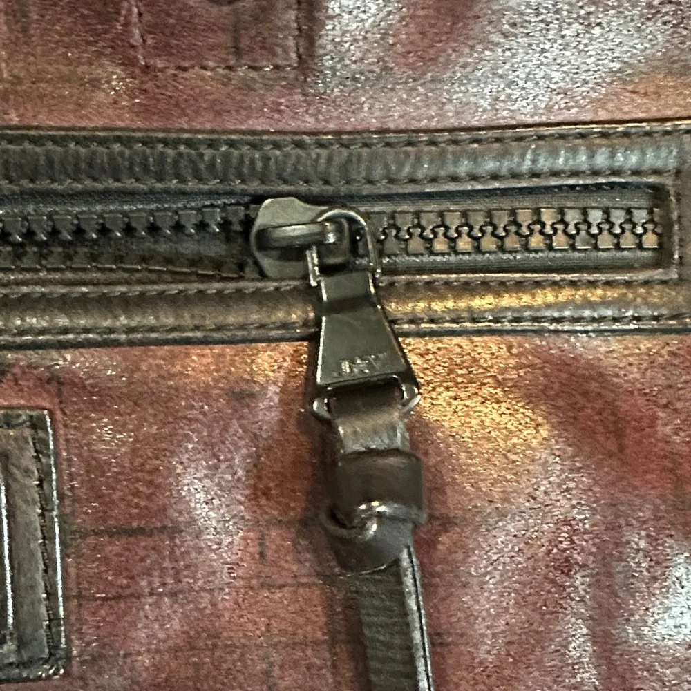 John Varvatos Leather Briefcase - Deep Red and Black